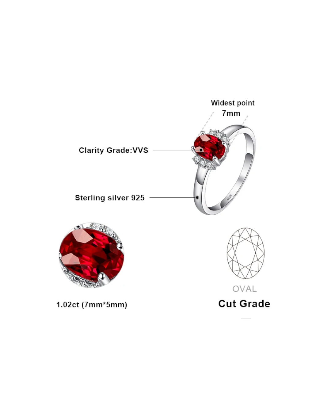 cocktail ring — oval red garnet