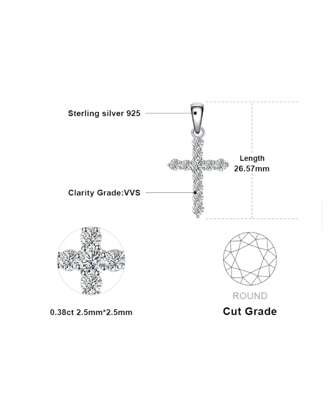cubic zirconia cross pendant