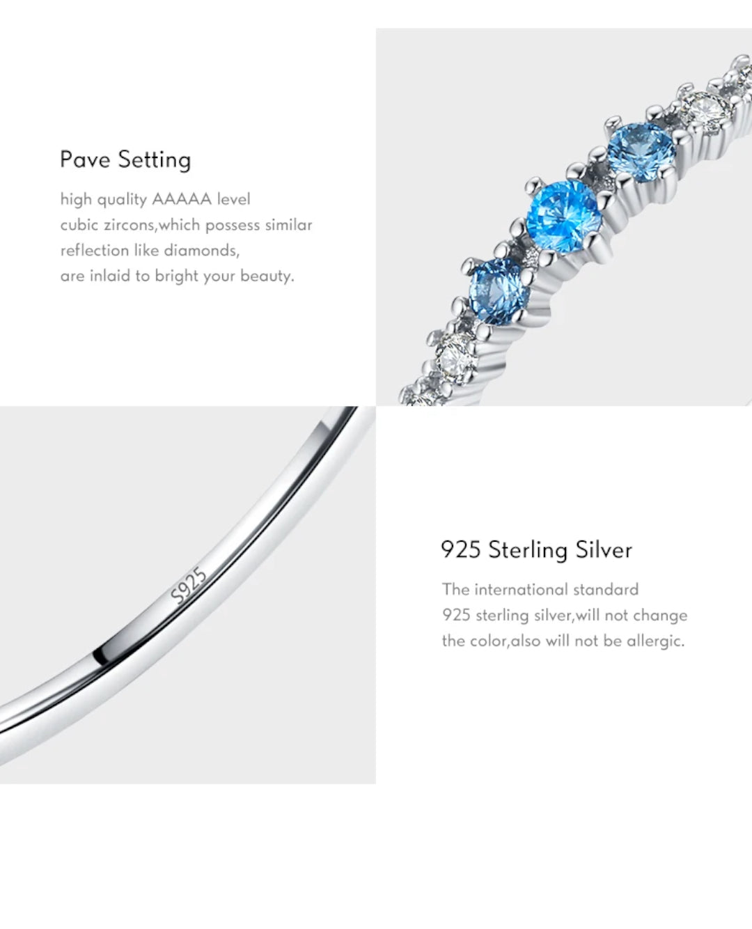 minimal blue cz stack ring