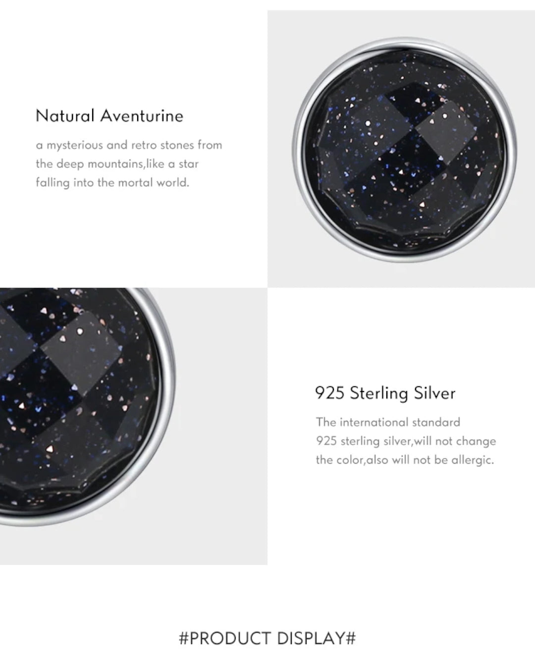 minimal black aventurine stud earrings