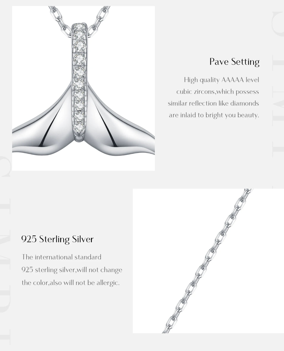 mermaid tail cz pendant necklace