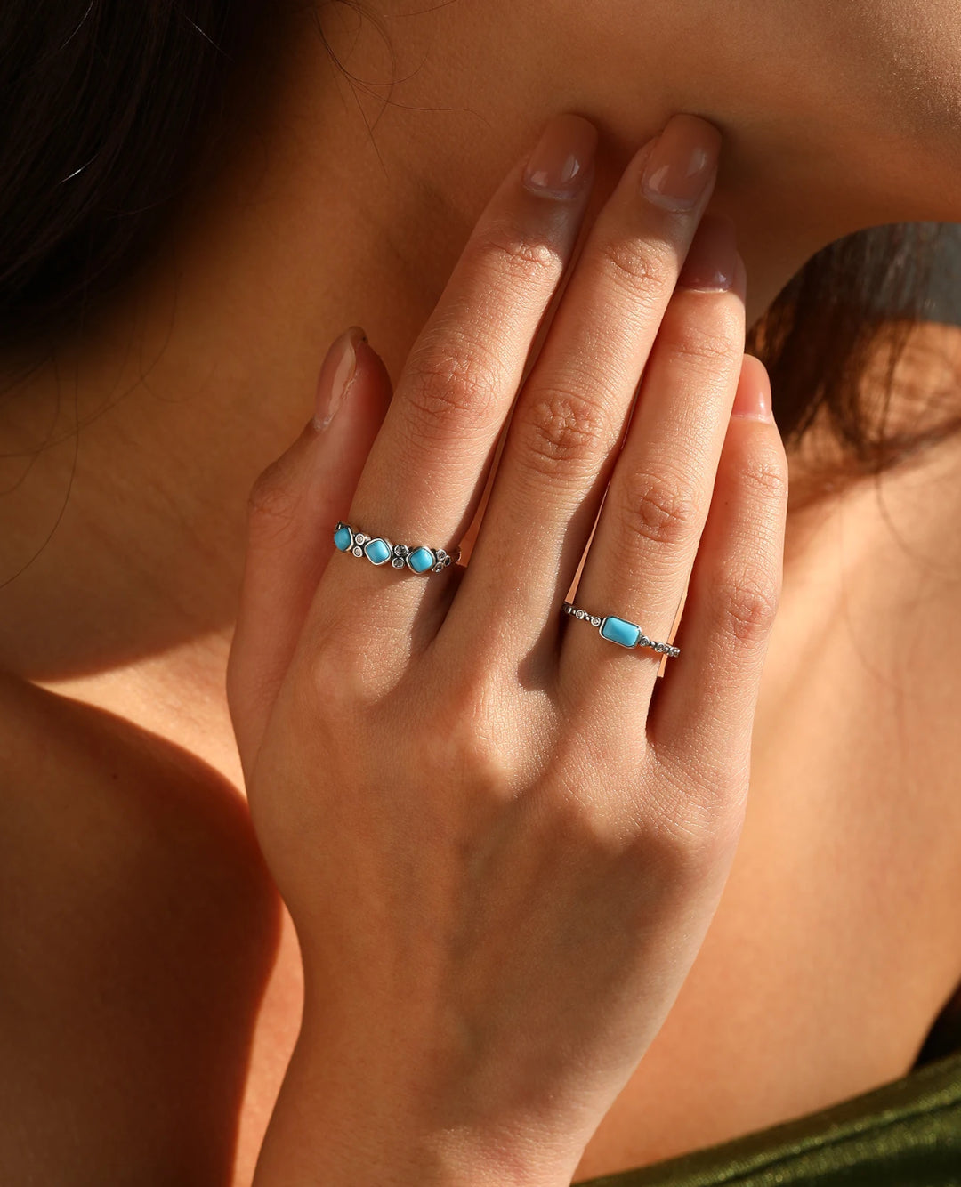 turquoise trio stack ring