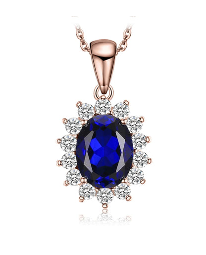 Created Blue Sapphire Oval Pendant