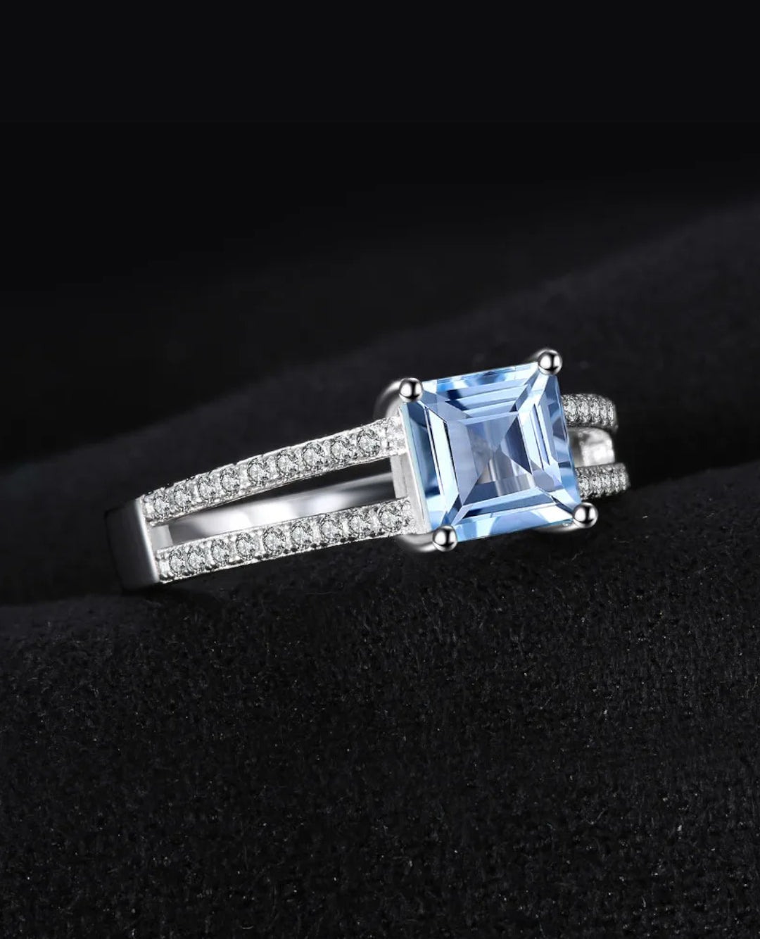 sky blue topaz square ring