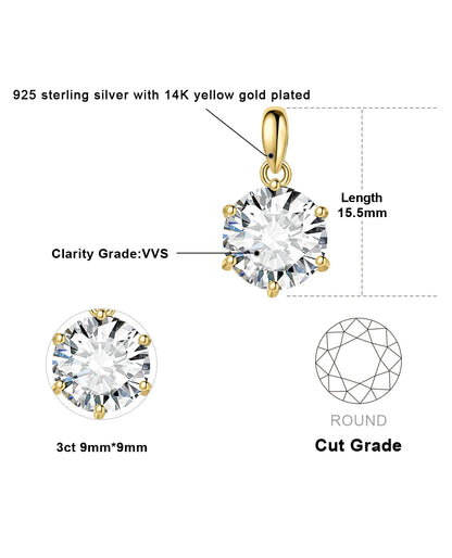 D-Color Round Moissanite Solitaire Pendant