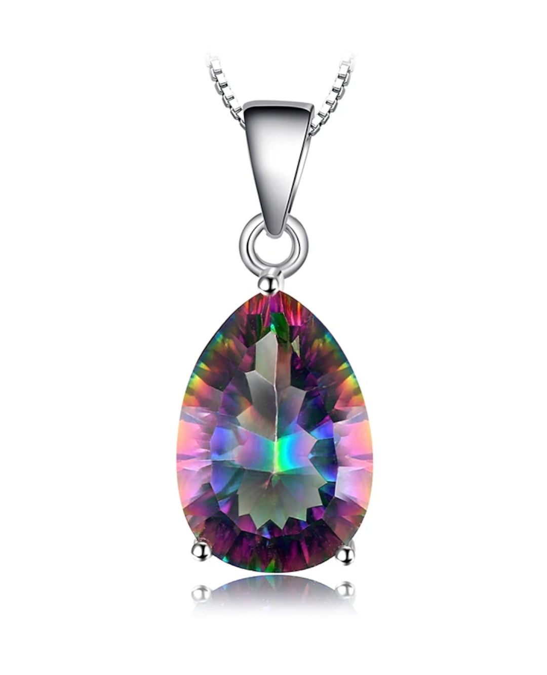 rainbow mystic quartz pear pendant