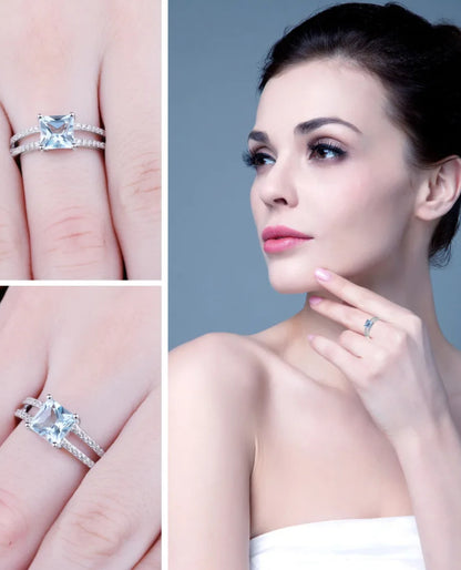 Sky Blue Topaz Square Ring