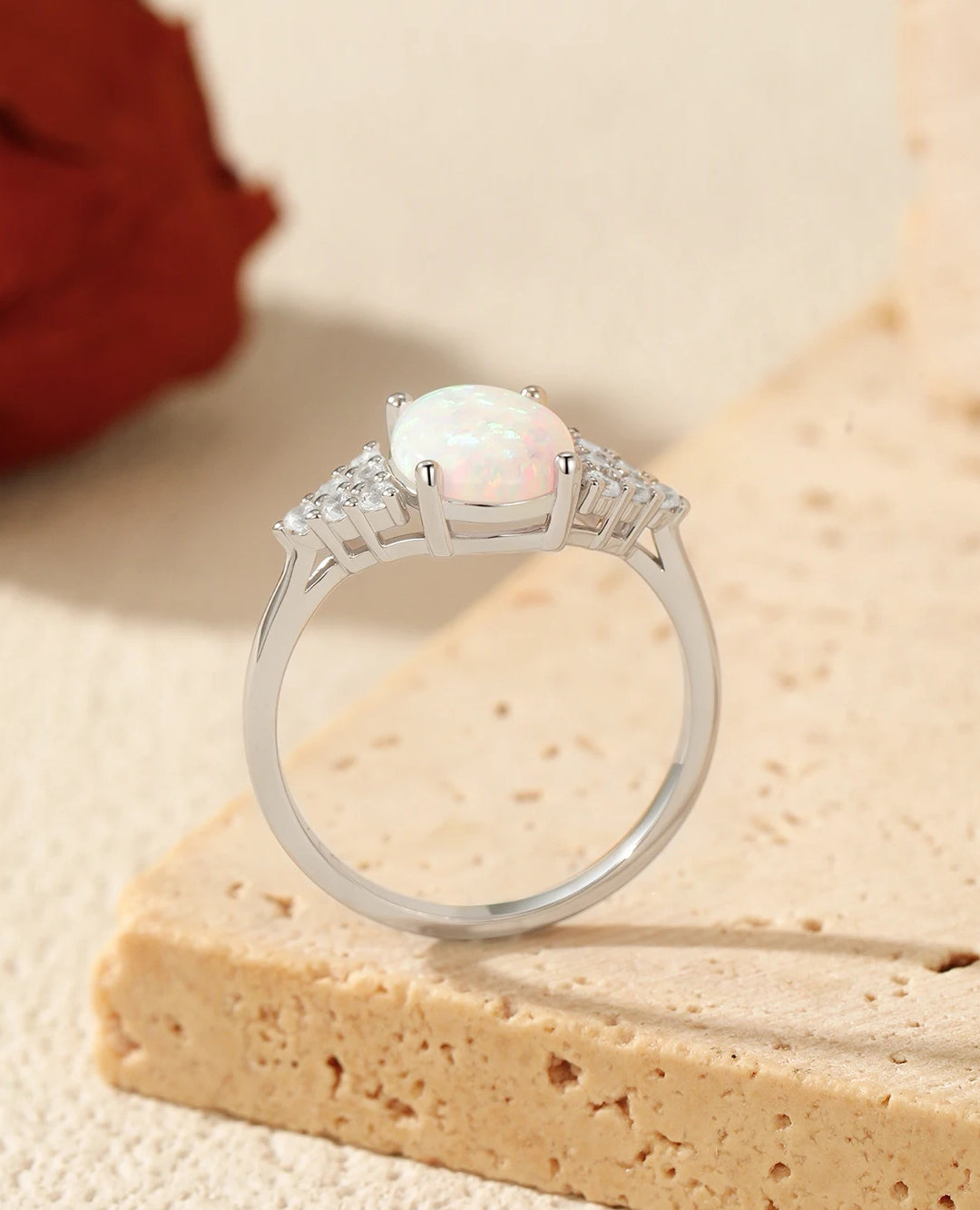 oval opal ring & stud set