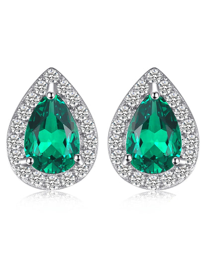 Created Nano Emerald Teardrop Studs