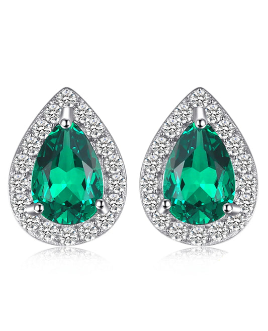 Created Nano Emerald Teardrop Studs