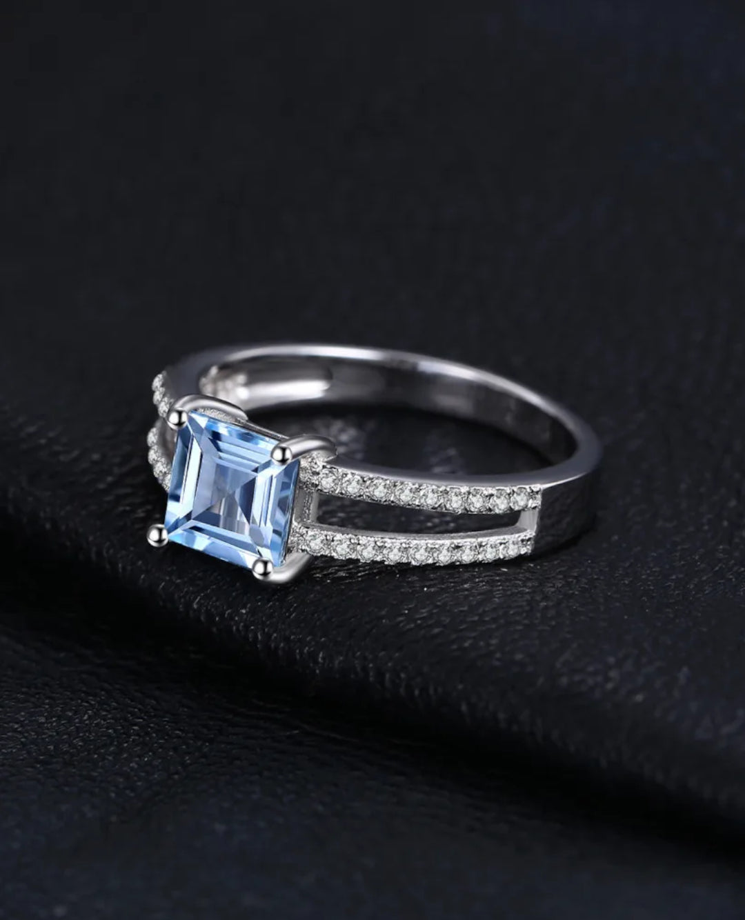 sky blue topaz square ring