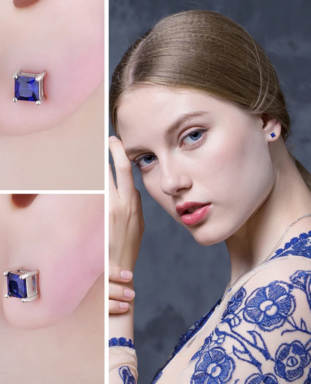 square studs in sterling silver