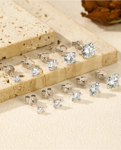 Classic Round Moissanite Solitaire Studs