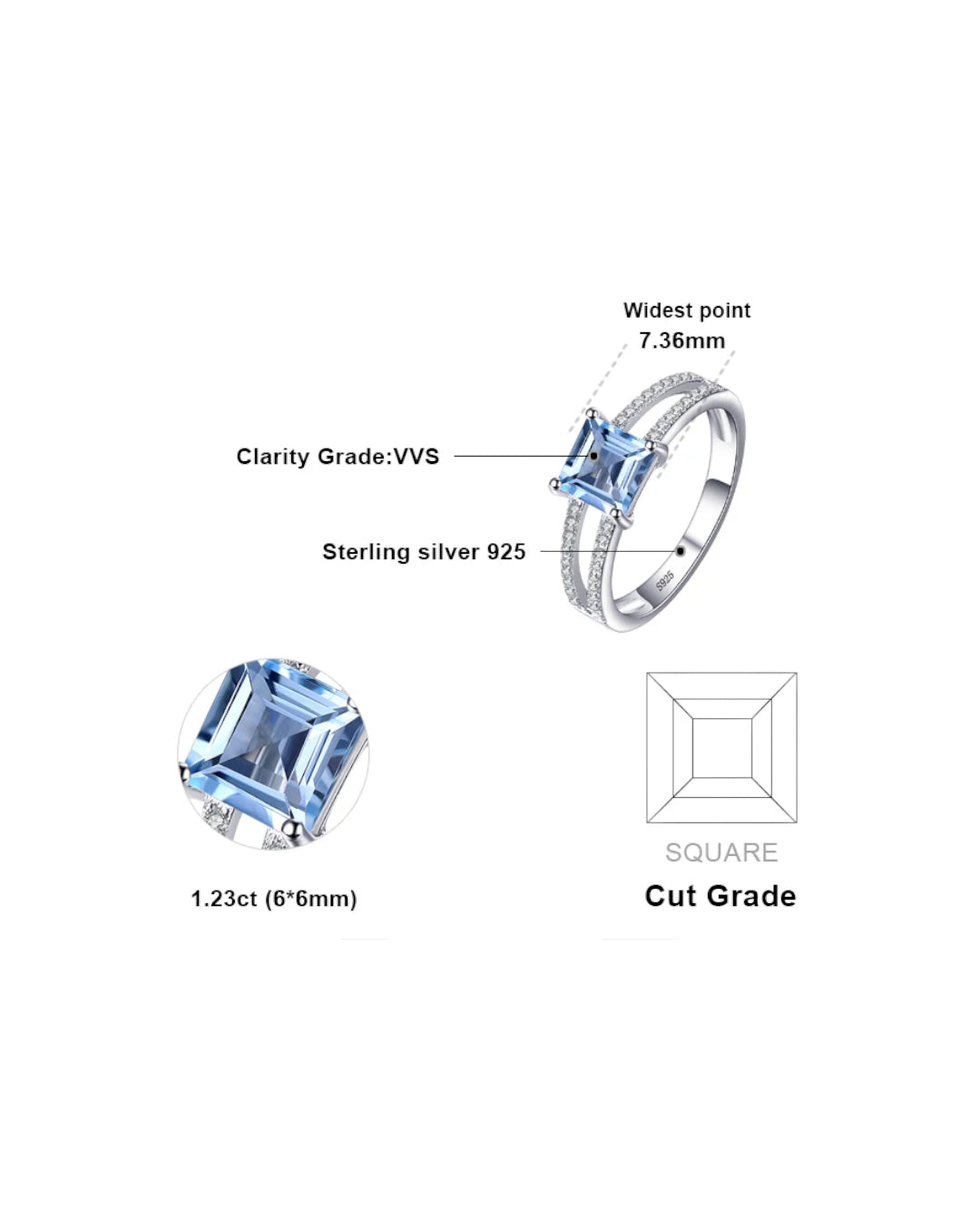 sky blue topaz square ring