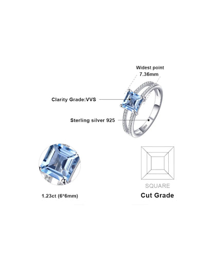 Sky Blue Topaz Square Ring