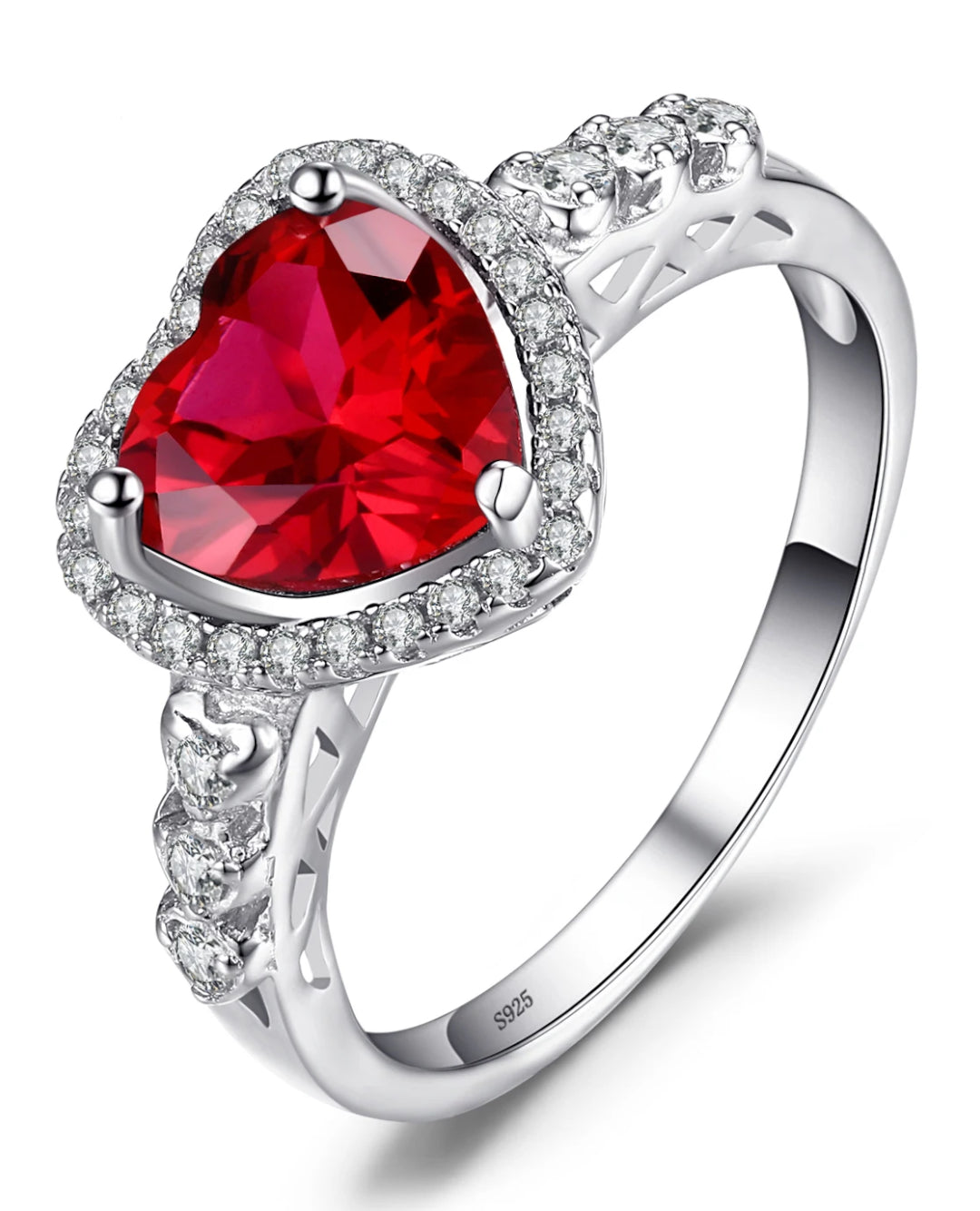 heart-cut red ruby ring