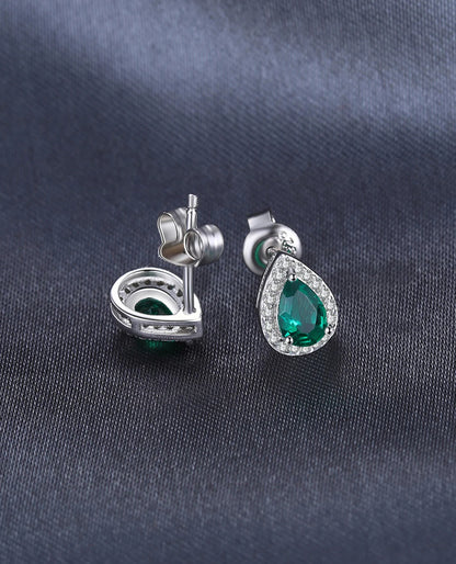 Created Nano Emerald Teardrop Studs