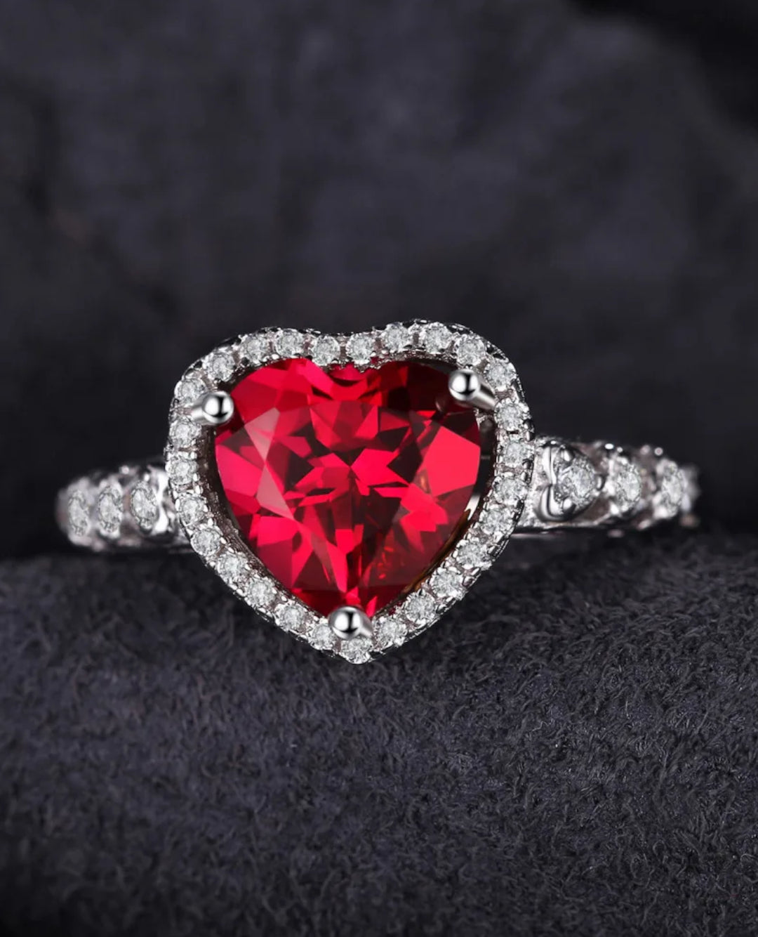 heart-cut red ruby ring