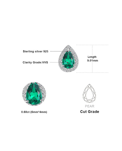 Created Nano Emerald Teardrop Studs