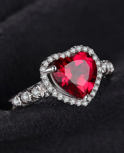 Heart-Cut Red Ruby Ring