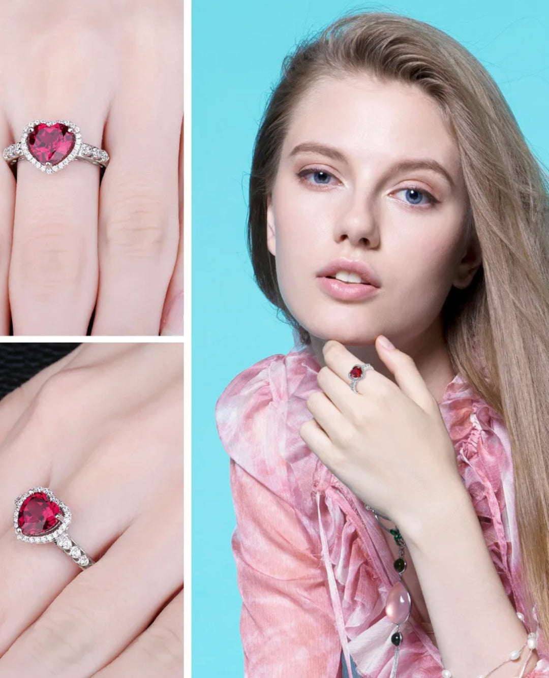 heart-cut red ruby ring