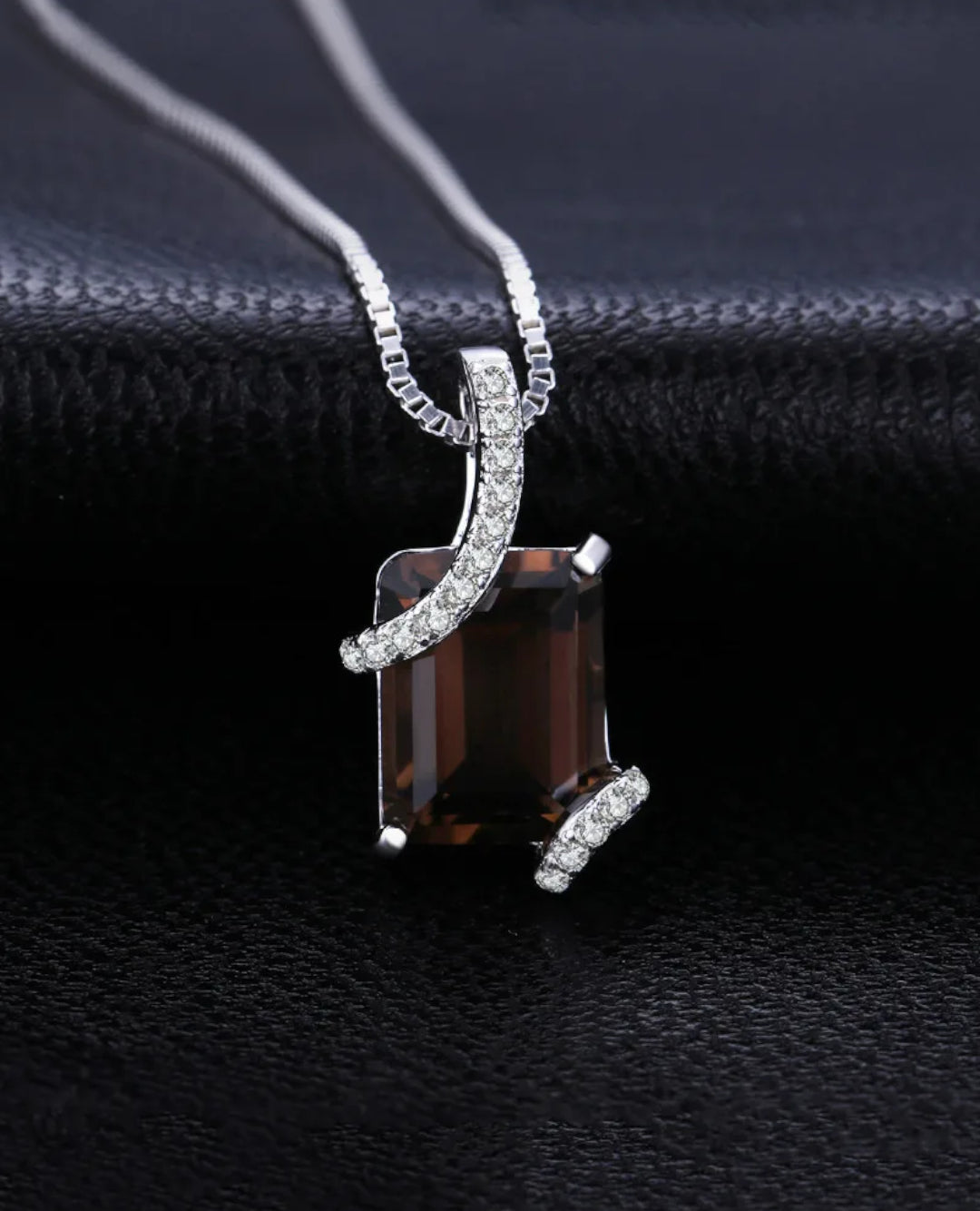 smoky quartz rectangle pendant