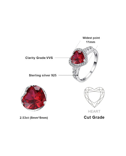 Heart-Cut Red Ruby Ring