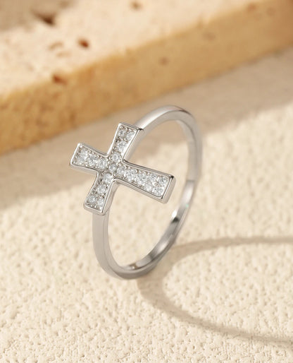 Sterling Silver Moissanite Cross Jewelry Set
