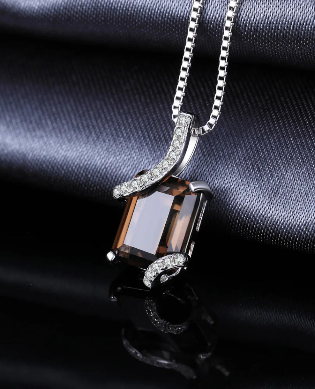 smoky quartz rectangle pendant