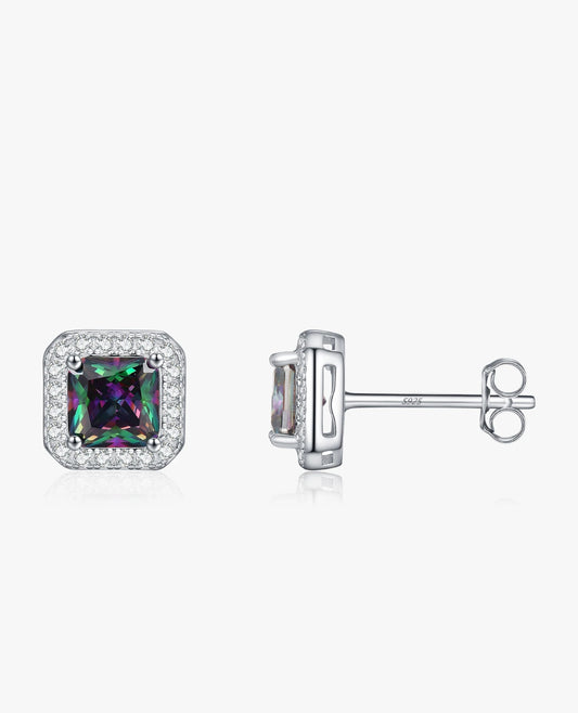 Aurora Square Halo Studs