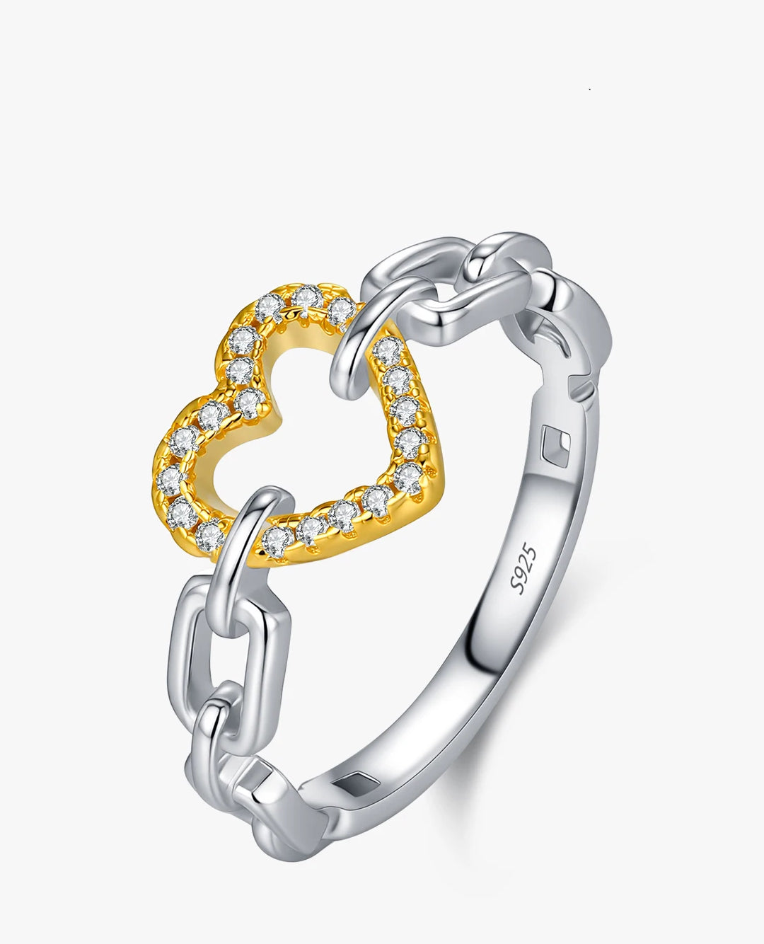 sparkle heart chain ring