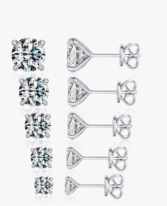 Classic Round Moissanite Solitaire Studs