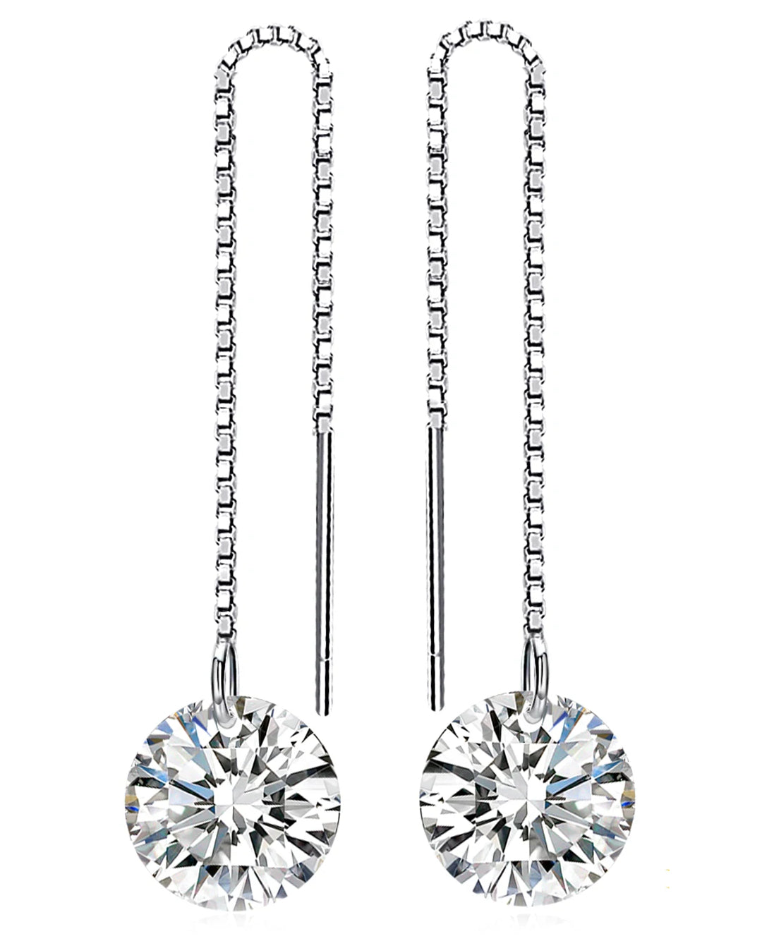 long drop thread earrings with cz