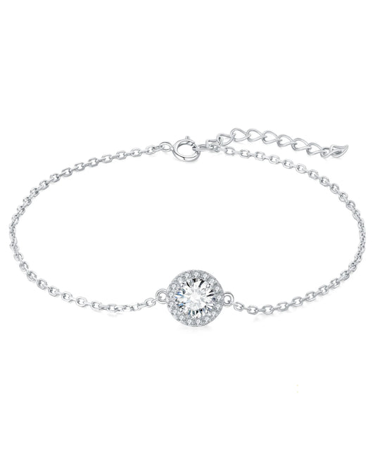 Rhodium-Plated Moissanite Bracelet