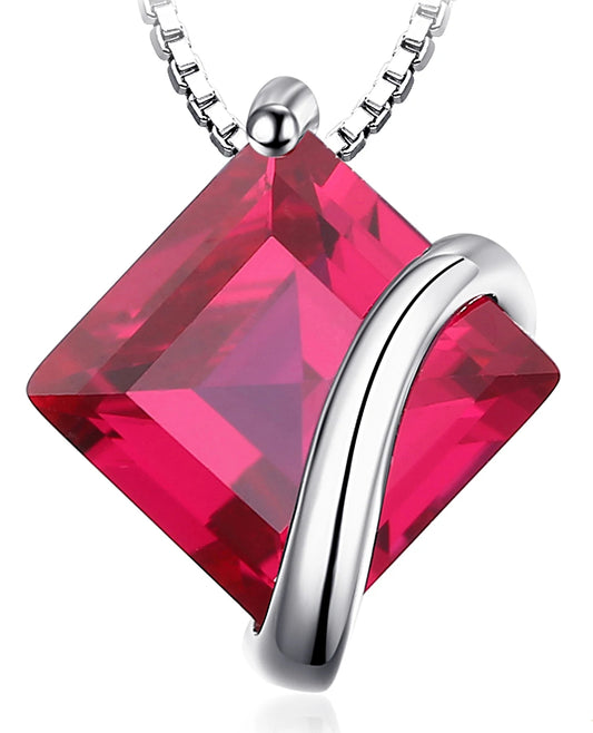 Square Created Ruby Pendant