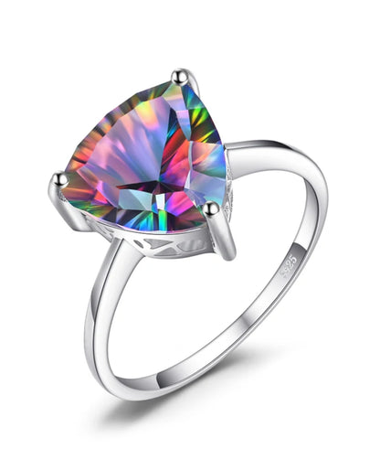 Rainbow Mystic Quartz Triangle Ring