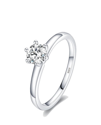 Round Clear CZ Prong Ring