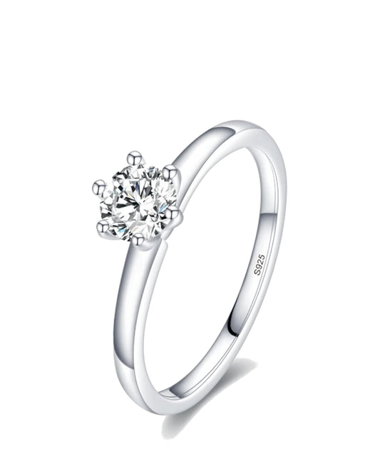 Round Clear CZ Prong Ring