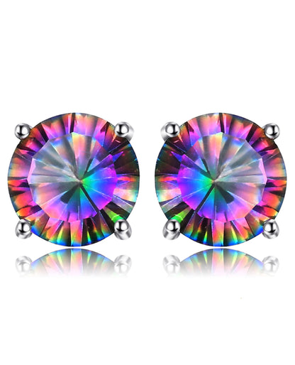 Rainbow Mystic Quartz Stud Earrings