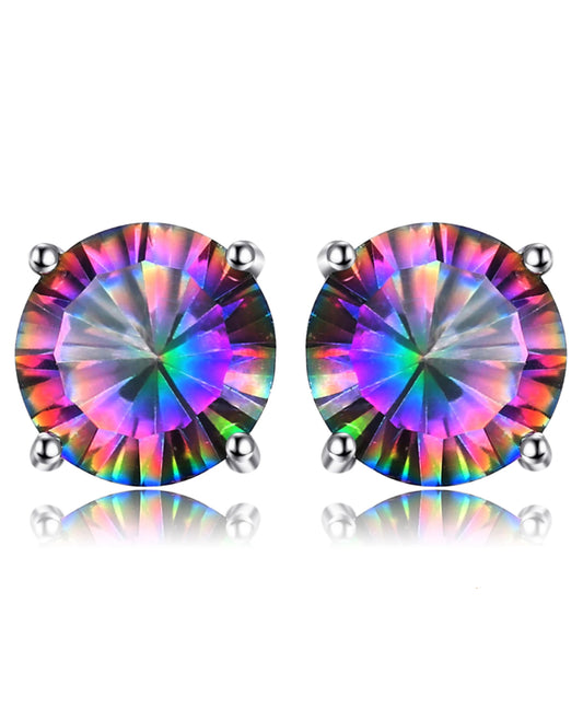Rainbow Mystic Quartz Stud Earrings