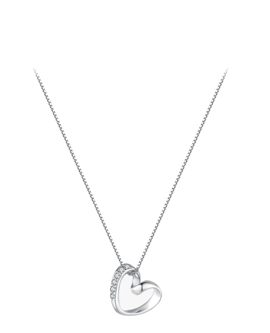 minimal heart necklace with cz