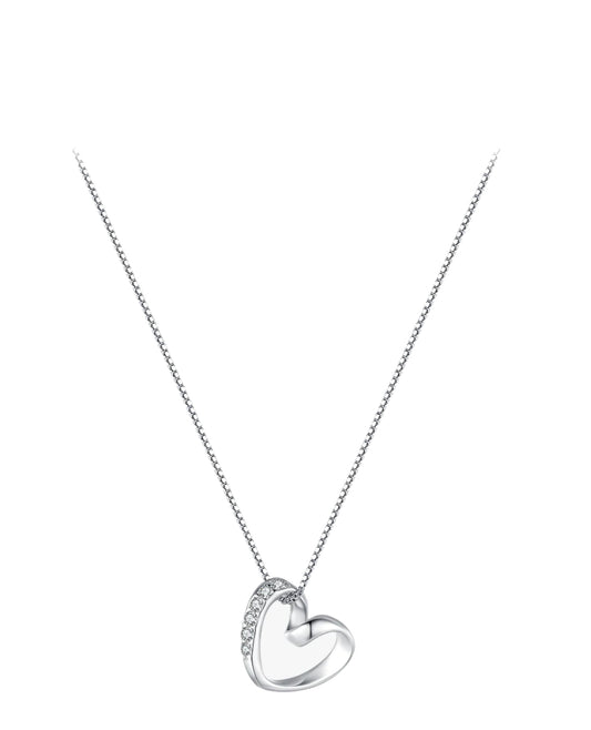 Minimal Heart Necklace with CZ
