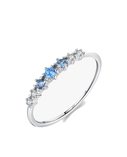 Minimal Blue CZ Stack Ring