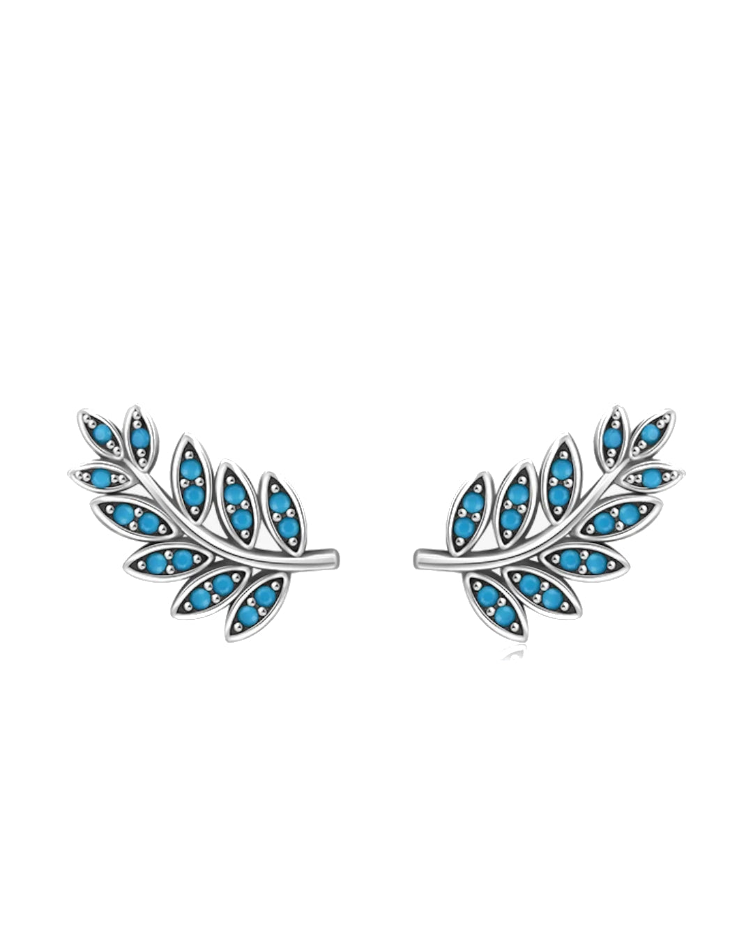 silver leaf studs with turquoise