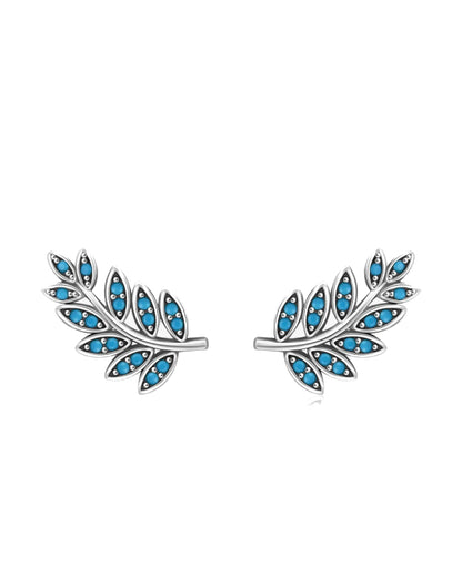 Silver Leaf Studs with Turquoise
