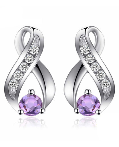 Purple Amethyst Studs with Infinity Detail