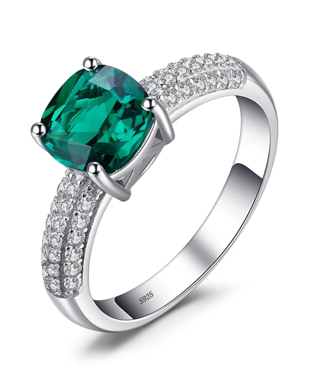 green nano emerald solitaire ring