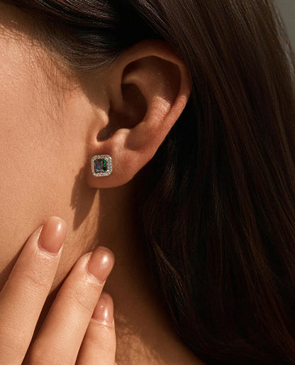 Aurora Square Halo Studs