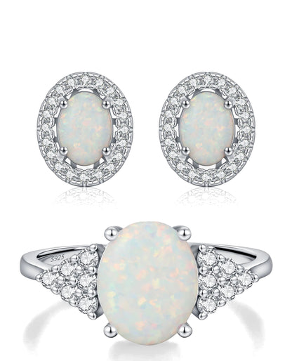 Oval Opal Ring & Stud Set