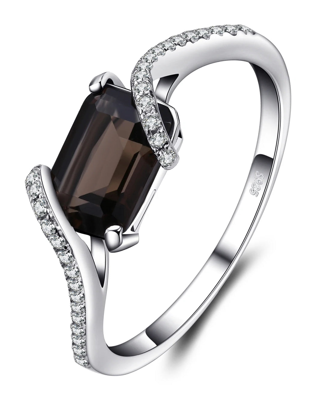 smoky quartz rectangle ring